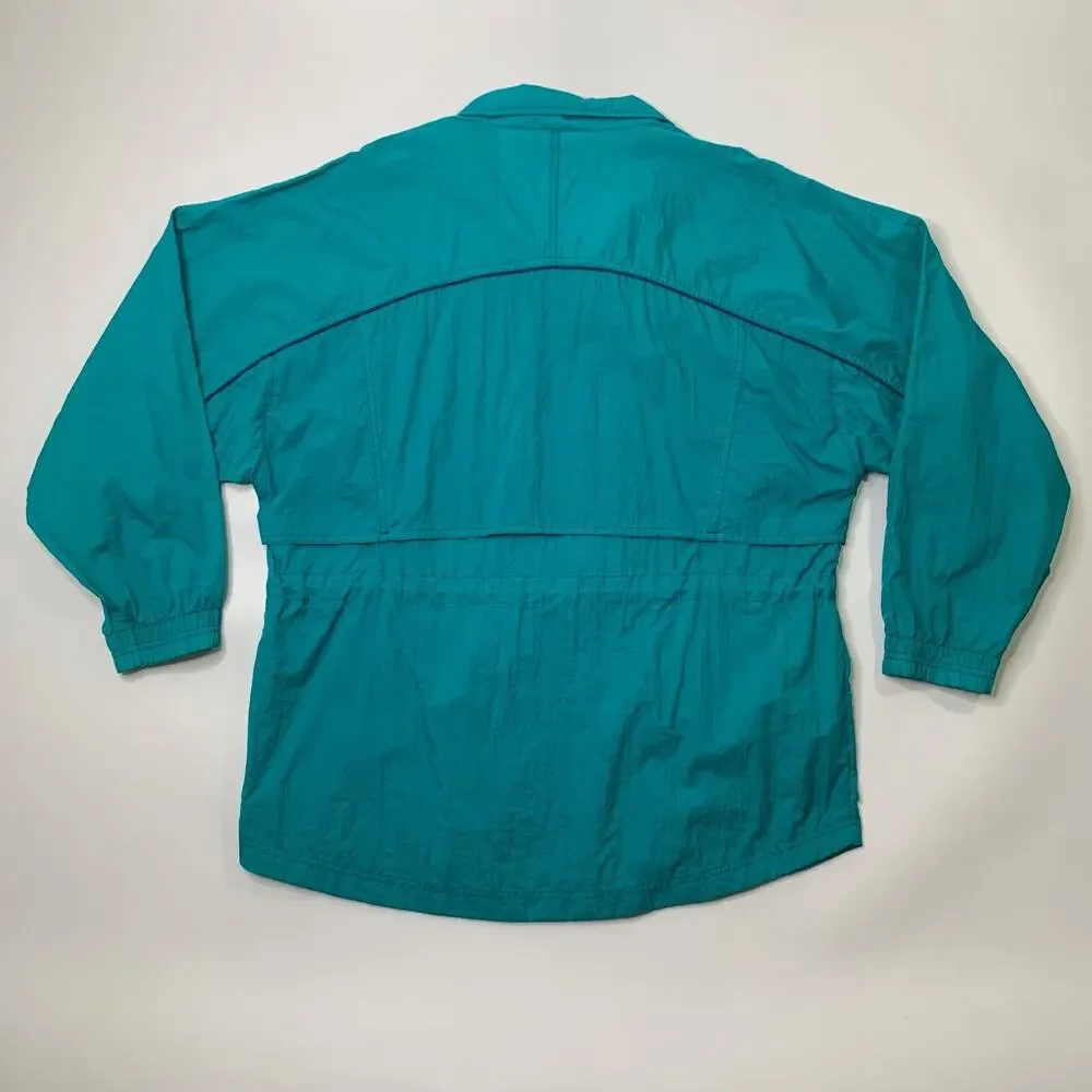 Vintage Reebok Jacket Mens M‎ Medium Teal Nylon Full Zip Windbreaker Vented 90s